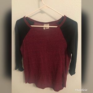 Burgundy/Black H&M Baseball Tee